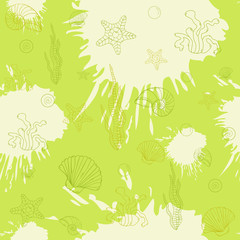 Marine algae,seamless pattern green