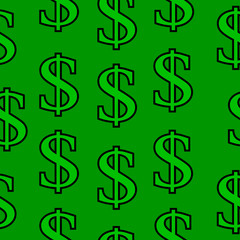 Obraz premium Dollar symbol seamless pattern on green