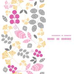 Vector abstract pink, yellow and gray leaves vertical frame