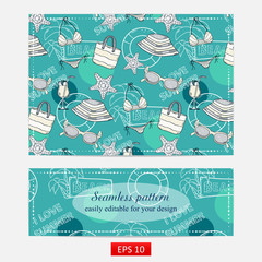 Summer pattern, design with themed elements