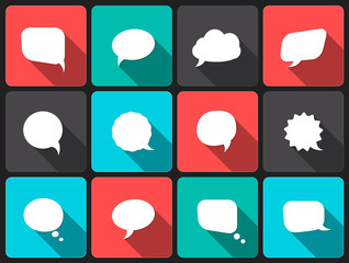 Speech vector  bubbles with long shadow in flat design