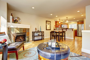 Living room interior. House with open floor plan