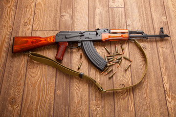 Kalashnikov assault rifles with ammunition