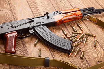 Kalashnikov assault rifles with ammunition