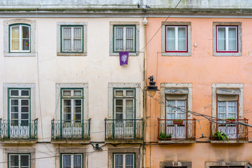 Fototapeta na wymiar Old ancient house exterior with balcony