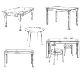 set of hand drawn tables, vector illustration - 71347829