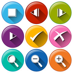 Round icons with the different buttons