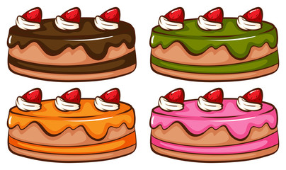 A simple coloured sketch of the cakes