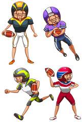 A simple coloured sketch of the American football players