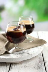Espresso cocktail served on table