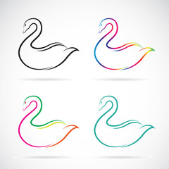 Vector images of swan on a white background.
