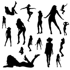 Vector silhouettes of sexy girls.