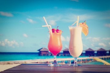 Two cocktails on beach vacation