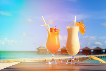 Two cocktails on beach vacation