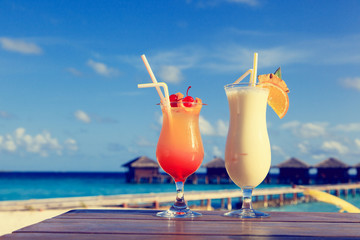 Two cocktails on beach vacation