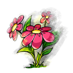 Pink cartoon flowers