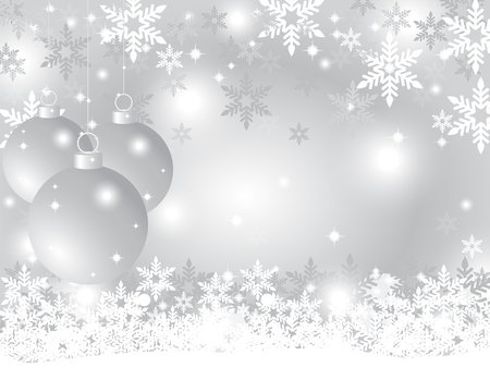 Silver Christmas background with Christmas balls