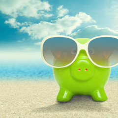Piggy bank in sunglasses - 1 to 1 ratio