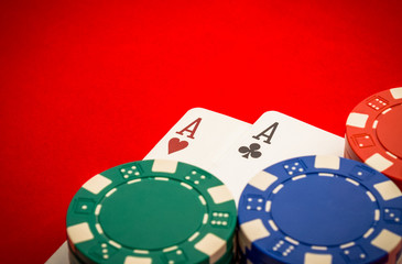 Chips and pair of aces