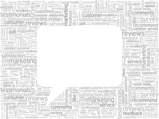 Obraz premium TESTIMONIALS Tag Cloud (satisfaction survey comments callout)