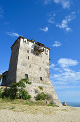 Fototapeta na wymiar Tower of Ouranoupoli in Greece