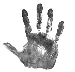 black hand print isolated on white