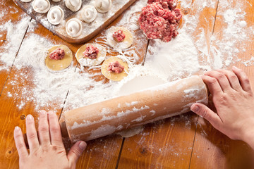 Dumplings. Cooking process.