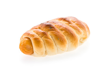 Sausage bread isolated on white