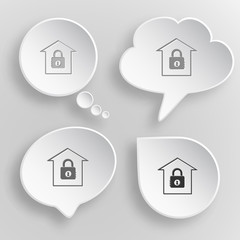 Bank. White flat vector buttons on gray background.