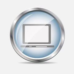 Computer Glossy Icon Vector Illustration