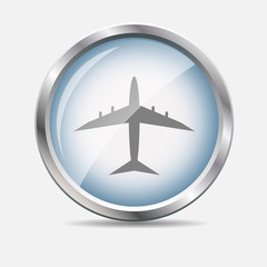 Airplane Glossy Icon Vector Illustration