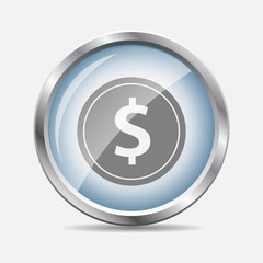 Dollar Glossy Icon Vector Illustration