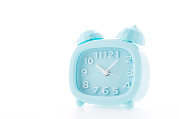 blue alarm clock isolated on white background