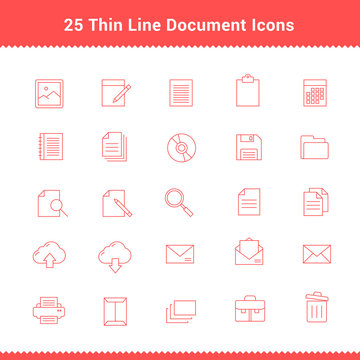 Set of Thin Line Stroke Document Icons