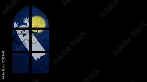 "animated cartoon ghost character on window background" Stock footage