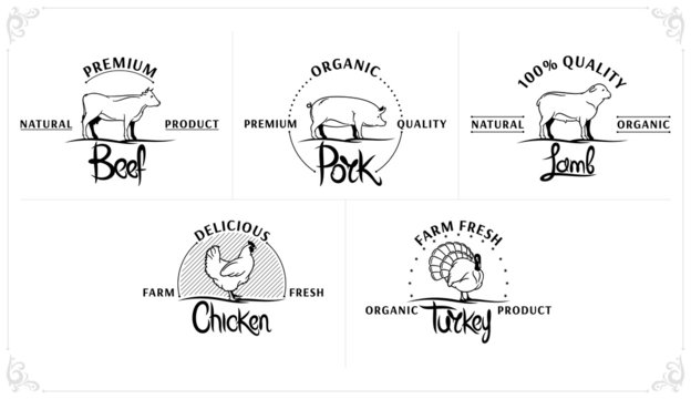 Vector Vintage Meat Labels