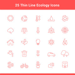 Set of Thin Line Stroke Ecology Icons