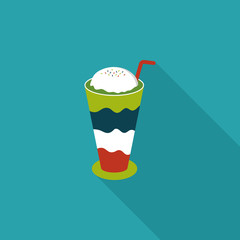iced floating coffee flat icon with long shadow,eps10