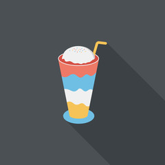 iced floating coffee flat icon with long shadow,eps10