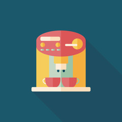 coffee machine flat icon with long shadow,eps10
