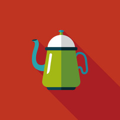 coffee kettle flat icon with long shadow,eps10