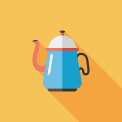 coffee kettle flat icon with long shadow,eps10