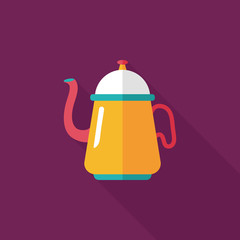 coffee kettle flat icon with long shadow,eps10