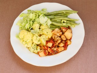 chicken goulash with vegetables for dinner