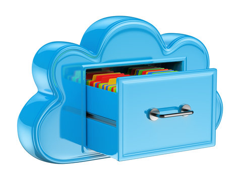 3D Cloud storage services concept