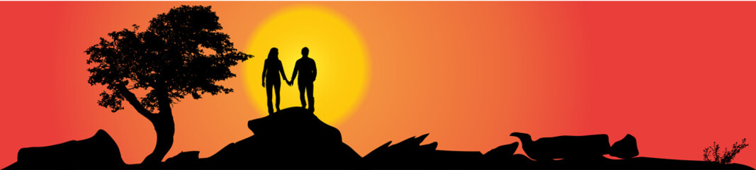 Naklejka premium Vector silhouette of couple.