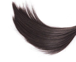 Closeup black hair on white background.