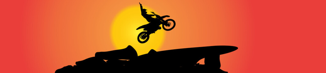 Plakat Vector silhouette of a biker.