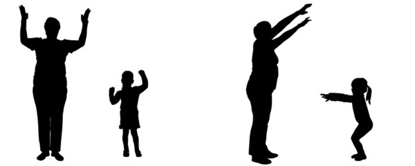 Vector silhouette of woman and child.