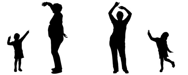 Vector silhouette of woman and child.